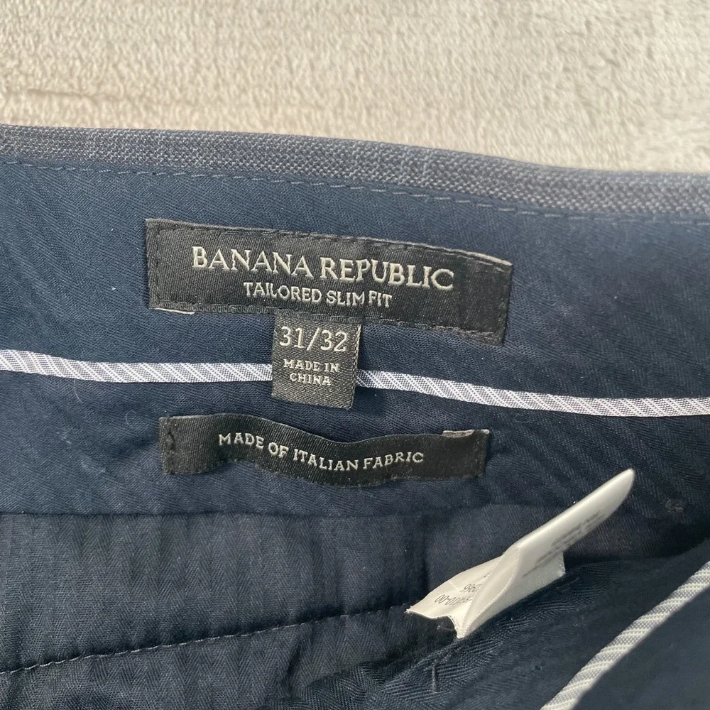 Banana Republic Tailored Slim Fit Pants Trousers Men 31x31 Grey Italian Fabric‎